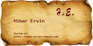 Hiber Ervin névjegykártya
